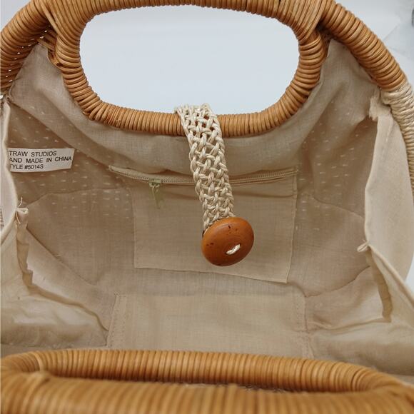 Straw Studios Hand Made Straw Handbag Shell Shape Boho Beach Resort Vacation - Picture 6 of 8